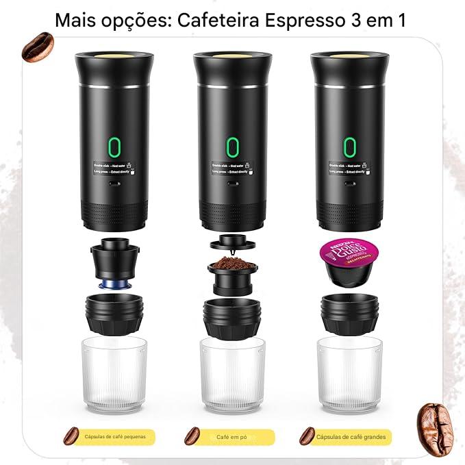 Máquina de Café Expresso Portátil 3 em 1 – liberdade para tomar o seu café em qualquer lugar ☕✨