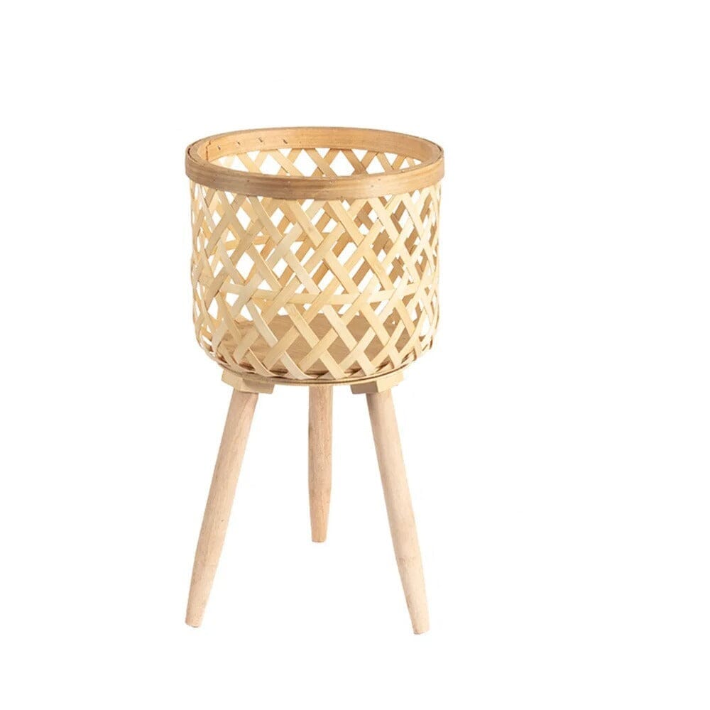 Vaso de Bambu Trançado com Suporte - Flowers X