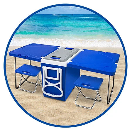 Super Cooler 32L Com Mesa E Cadeira Praia Camping 5 Em 1